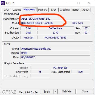 Check Motherboard with CPU Z