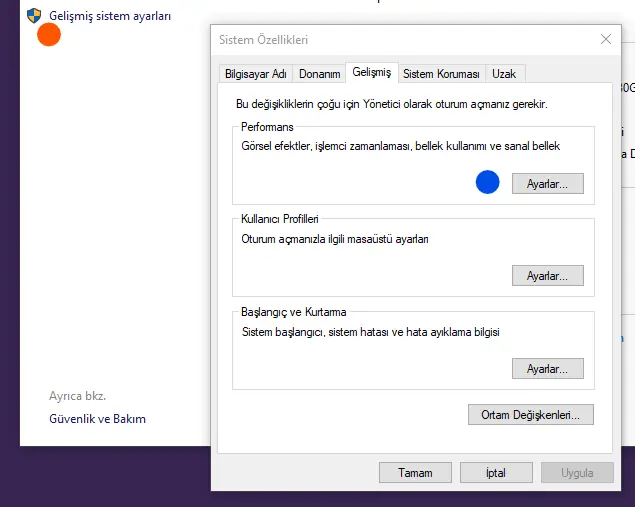 windows, görsel özellikleri kısma