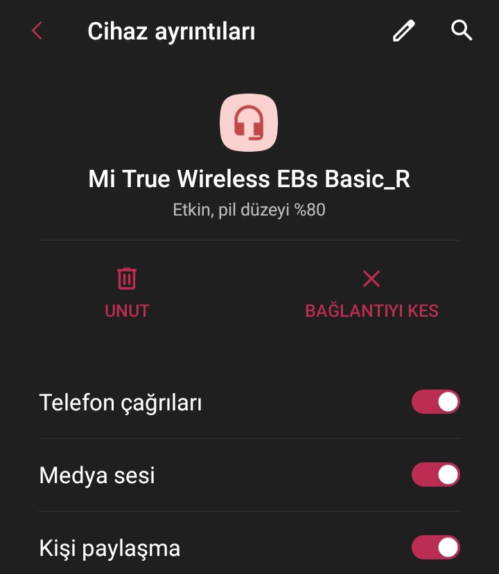 Mi True EBs Basic,telefon bağlanma ekranı