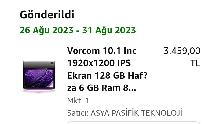 Vorcom QuartzPro tablet Amazon fiyat sayfası