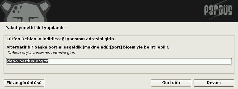 Pardus kurulum ekranları, Paket yöneticisi seçme