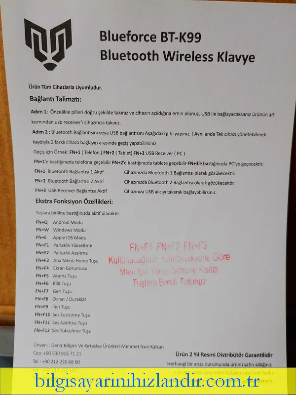 Blueforce bluetooth klavye 8