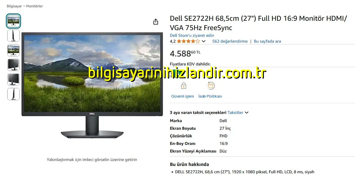 Dell 27 inç monitör incelemesi (SE2722H, 75 Hz 4 ms)