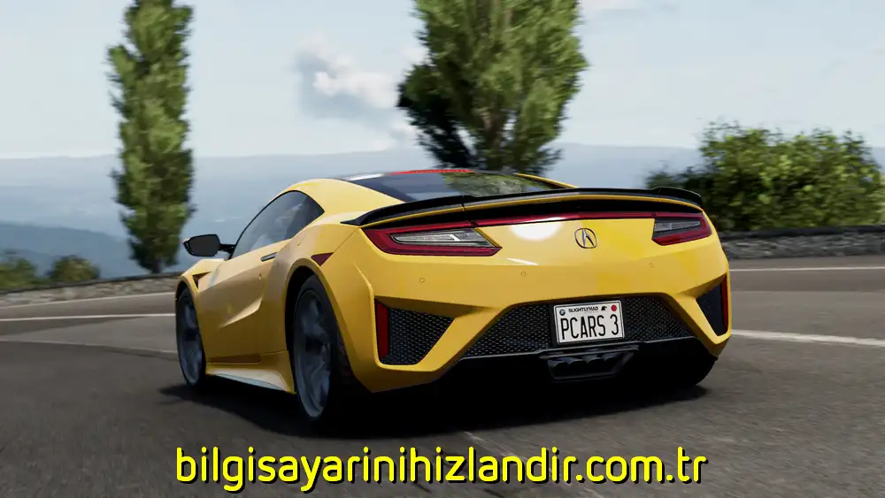 Acura NSX, sarı, arkadan görünüş