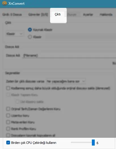 XnConvert CPU sayisi yuku secme